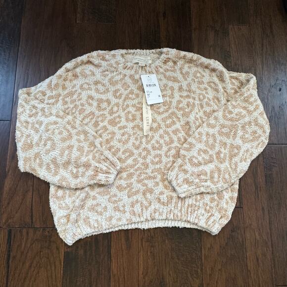Saltwater Luxe Soft Short Eyelash Knit Sweater Sz Large Cheetah Cozy Lounge NWT - Picture 3 of 15